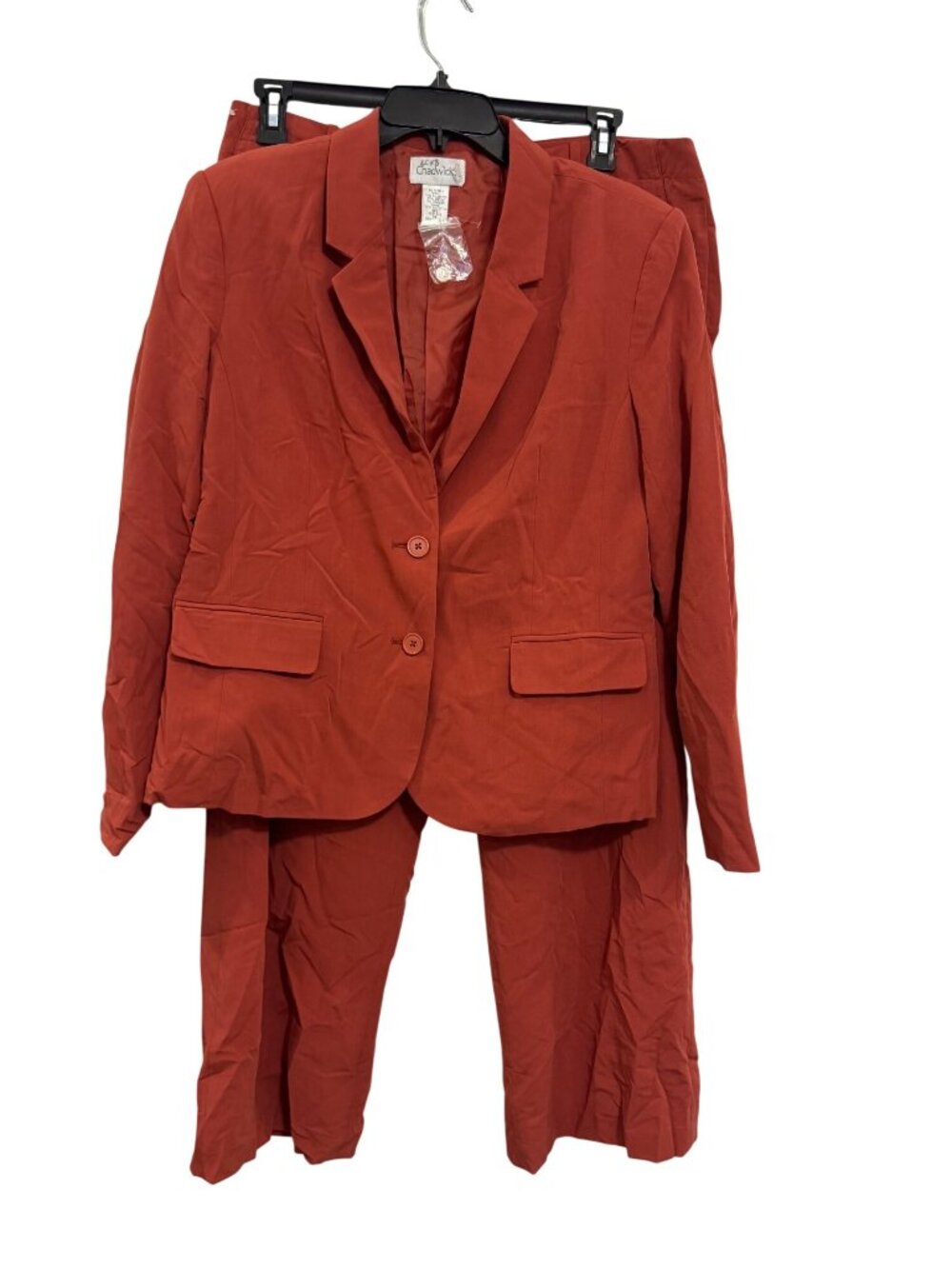 Chadwicks Womens 3-Piece Pantsuit Blazer & Pants Set Rust Size 16